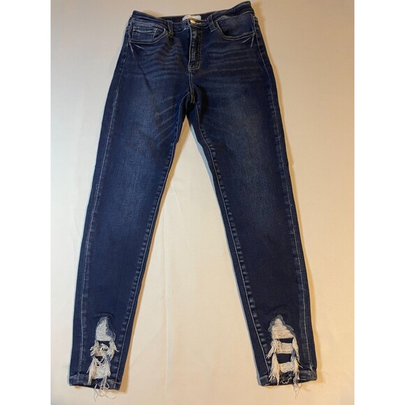 KanCan Signature Skinny Ankle Jeans Womens 28 Blue Dark Wash Denim Distressed - Picture 1 of 5